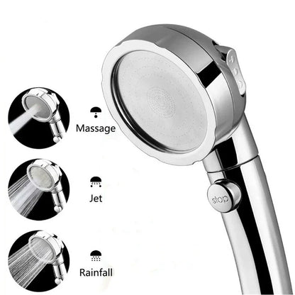 Shower Head Adjustable Water Saving Shower Head 3 Mode Water High Pressure Head With Stop Button