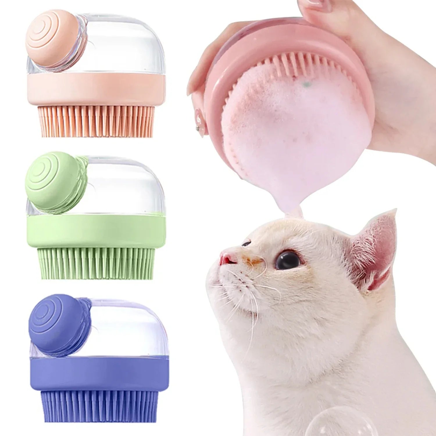 Convenient, Gentle, and Effective Silicone Pet Grooming Brush - Essential Cleaning Supplies for Pet Owners - Easy-to-Use Shampoo