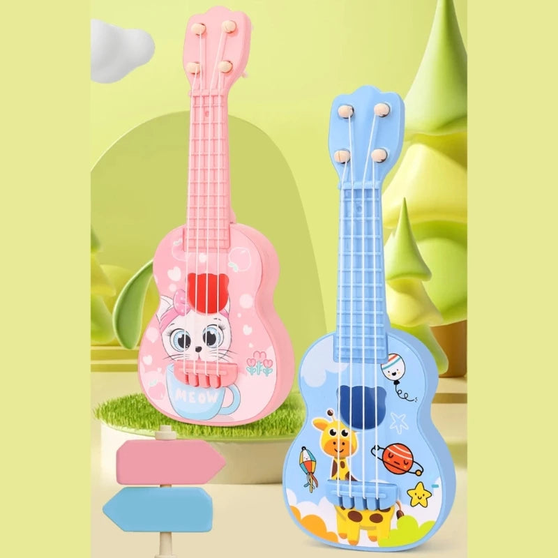 Cartoon Ukulele Toy Accordian Mini Guitar Musical Instruments for Children Kids