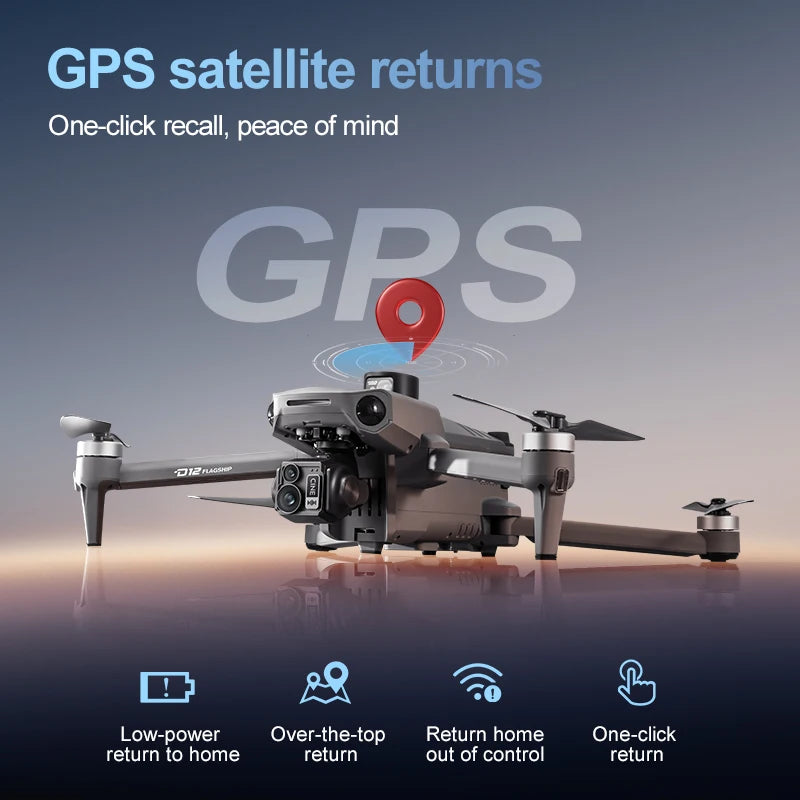 ZLL D12 Drone With 8K HD Camera Screen Remote GPS 360° Obstacle Avoidance 5G Wifi FPV Brushless Motor RC Dron Load capacity 500g