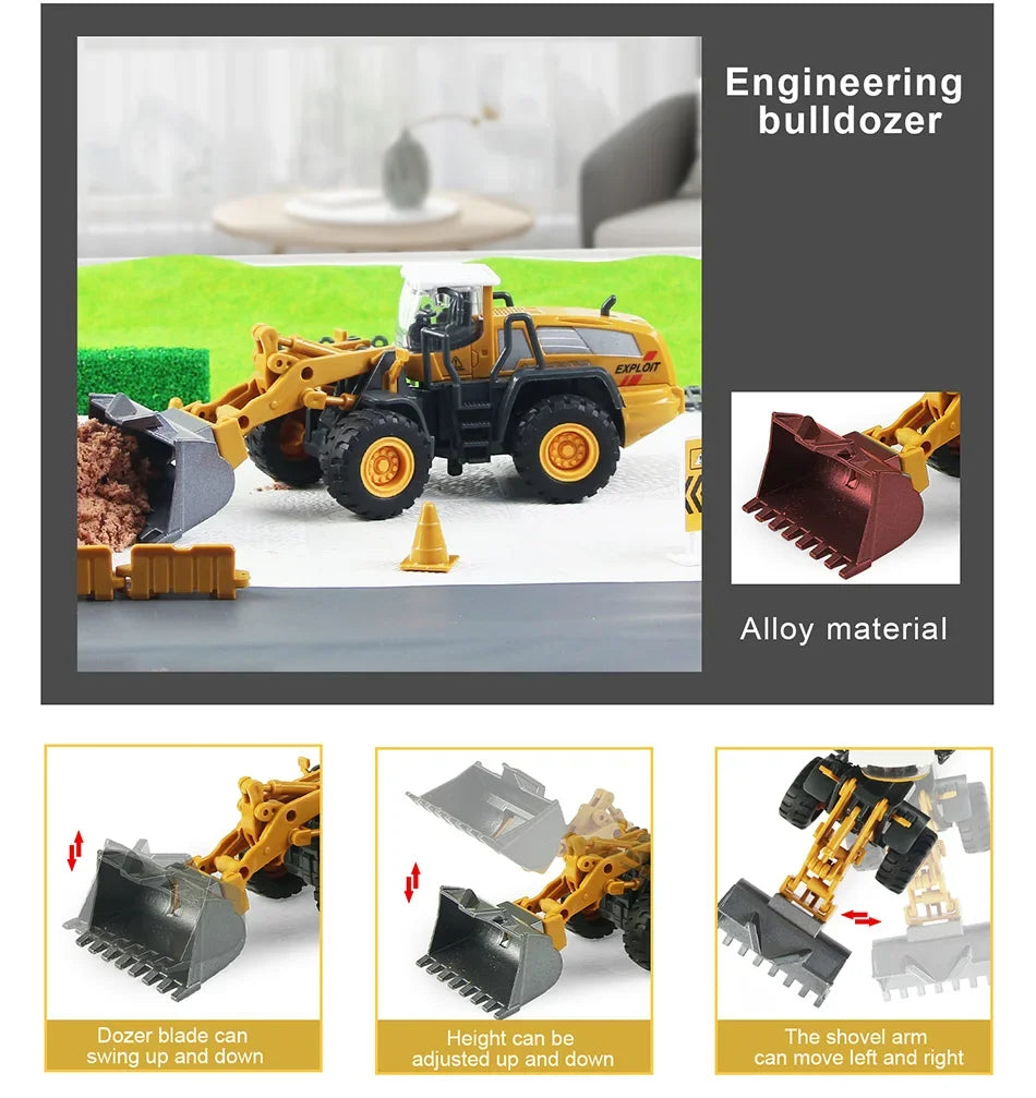 ﻿9 Styles Alloy Engineering Diecast Truck Tractor Loader Crane Excavator Toys Construction Model Vehicle Toy Car for Boys Gifts