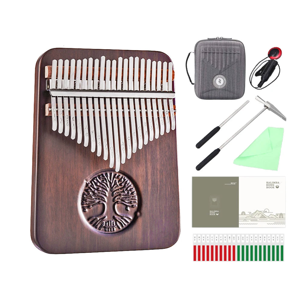 Hluru Professional Kalimba 21 Keys Solid Wood Body Black Walnut Thumb Piano Mbira Kalimba Sanza Musical Instrument