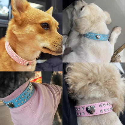 Heart Rhinestone PU Leather Collar