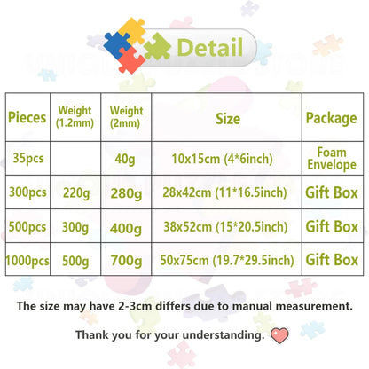 Custom Jigsaw Puzzle Customize Your Own Personalized Picture Puzzle Diy Toy for Anniversary Festival Gift 200/300/500/1000/1500