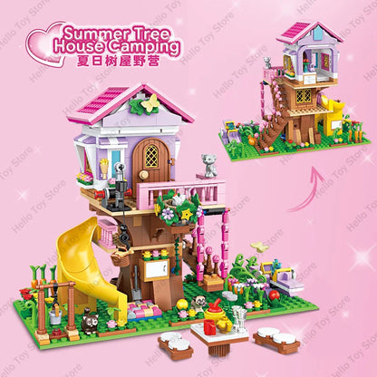 2024 Girls Friendship Tree House Villa Castle Building Blocks Classic Friends Girl&