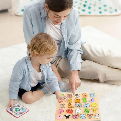 Learning Toys Alphabet Puzzle Wooden Animals Alphabet Puzzle For Toddlers ABC Puzzles Board Educational Toys For Kids Preschool