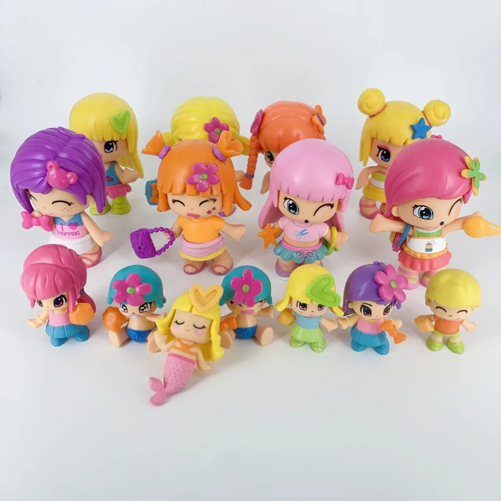 8pcs Doubleface Pinypon Gilrs and Little Baby Action Figure Dolls for Kids DIY Cartoon Detachable Figuras Toys Christmas Gift