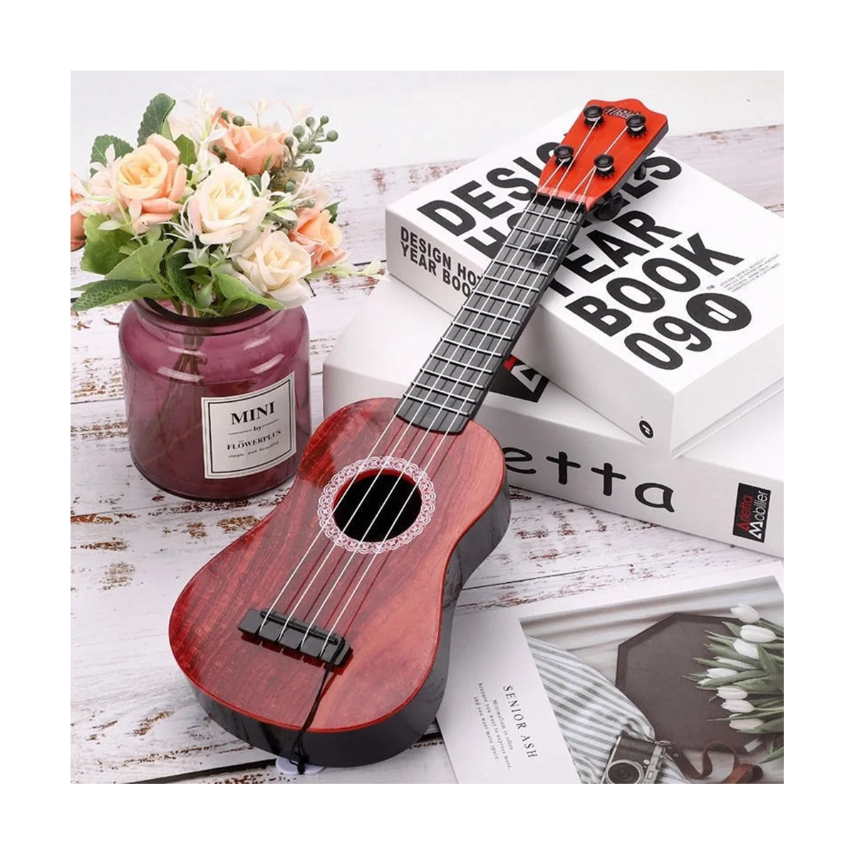 Guitar Toy Children'S Simulation Music Guitar Instrument Mini Four Strings Can Be Played for Early