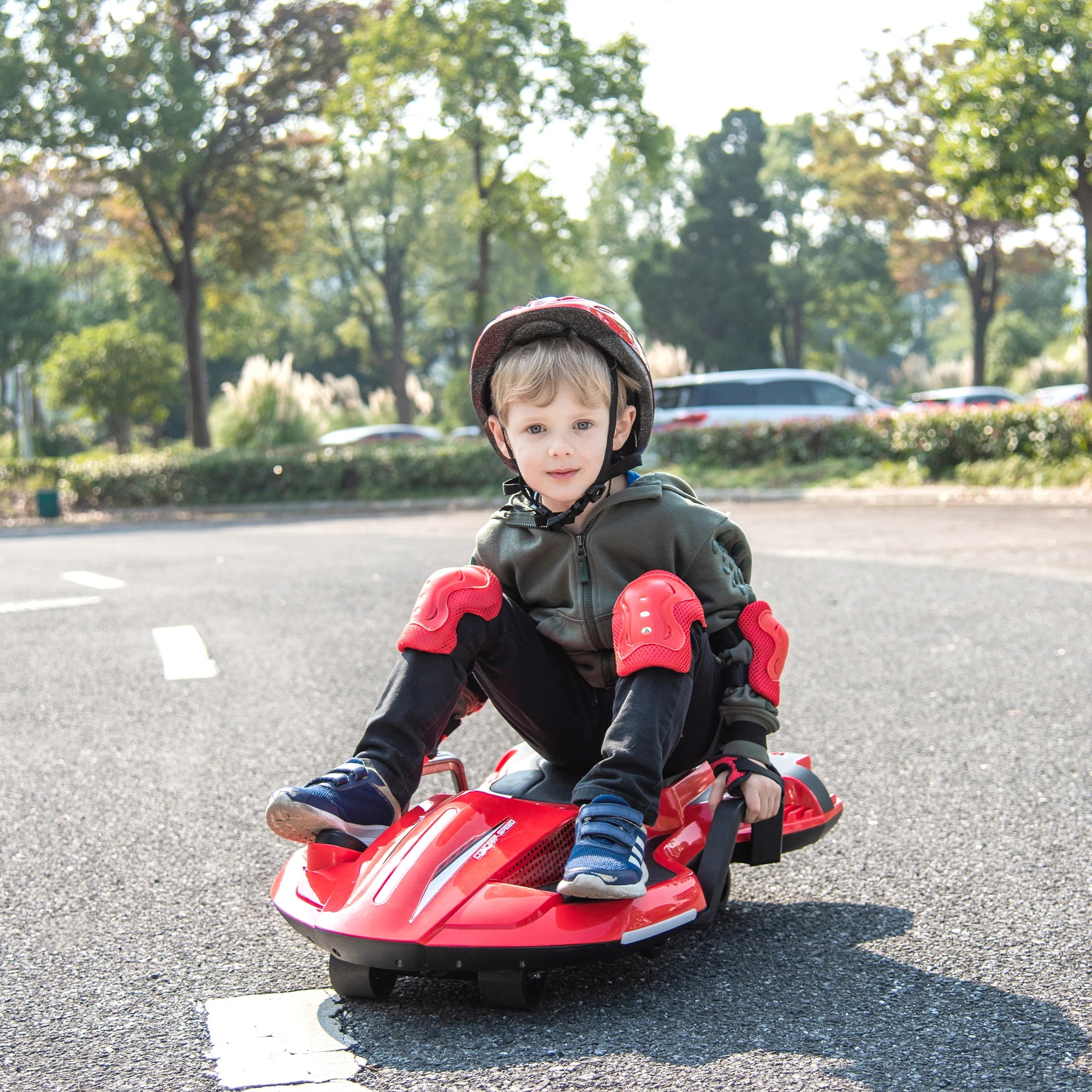 24v Kids Ride On Electric Scooter W/ Helmet Knee Pads,24v Ride On Toy For Kids,Spray Function Wheel-Hub Motor Electric Scooter