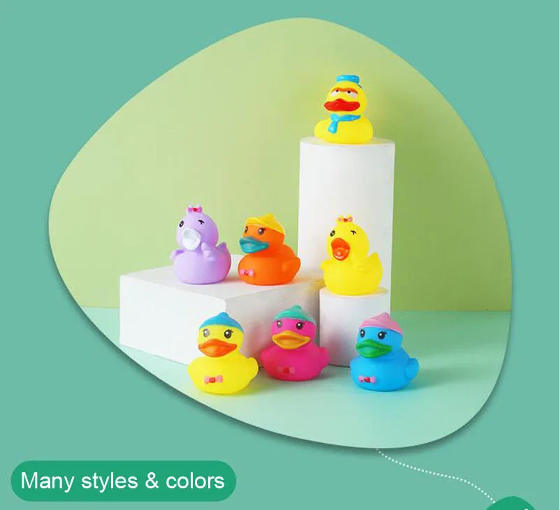 5-30Pcs/Lot Rubber Ducks Baby Bath Toys Kids Shower Bath Toy Float Squeaky Sound Duck Water Play Game Gift For Children