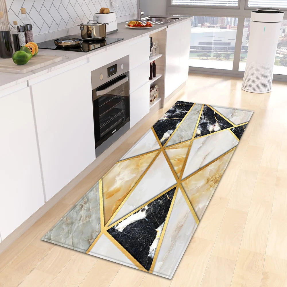 Marble Kitchen Rug Bathroom Entrance Door Mat Bedroom Corridor Non-Slip Long  Living Room Floor  Home Decor