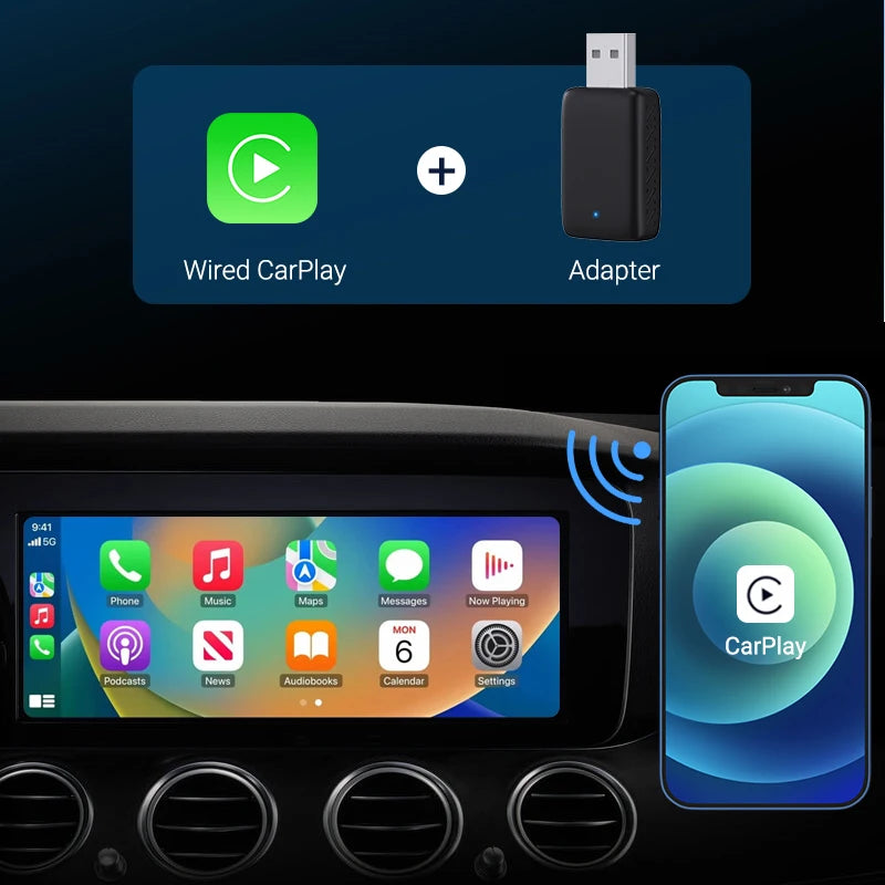 2025 New Wired to Wireless CarPlay 2 in1 Mini Adapter Android Auto Smart Box Plug and Play Auto Connection OTA Update Universal