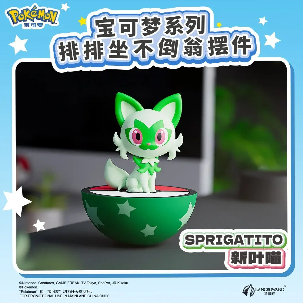 Genuine Pikachu Pokemon Gengar Sylveon Fuecoco Quaxly Sprigatito Figurine Desktop Wobbler Small Ornament  Models Dolls Toys Gift