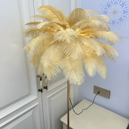 Rechargeable ostrich feather floor lamp Bar light Bedroom decorative light Romantic wedding creative wedding lighting