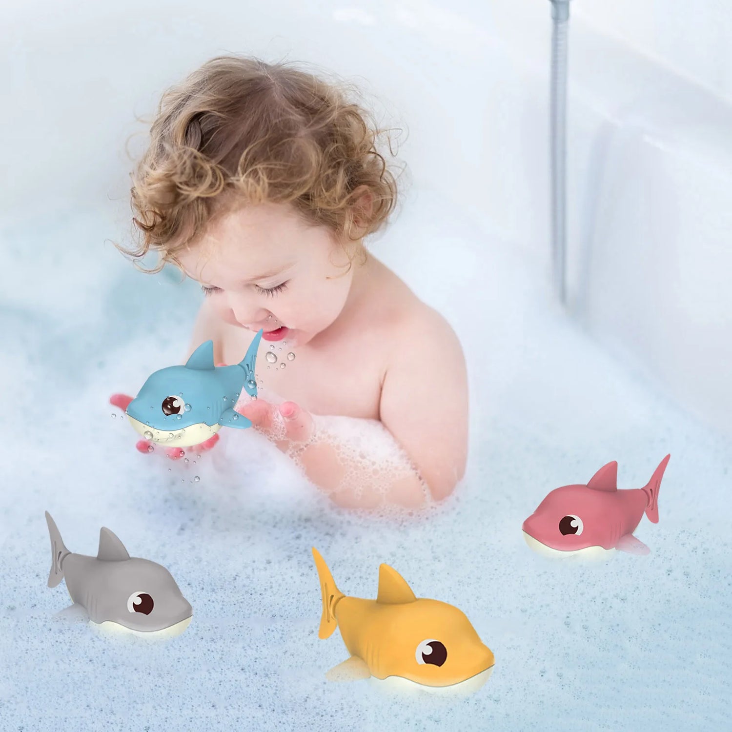 1PC Toddler Baby Bath Toy Cute Cartoon Swimming Crocodile Clockwork Wagging Tail Rotating Device Beach Baby Bath Tub Wind Up Toy