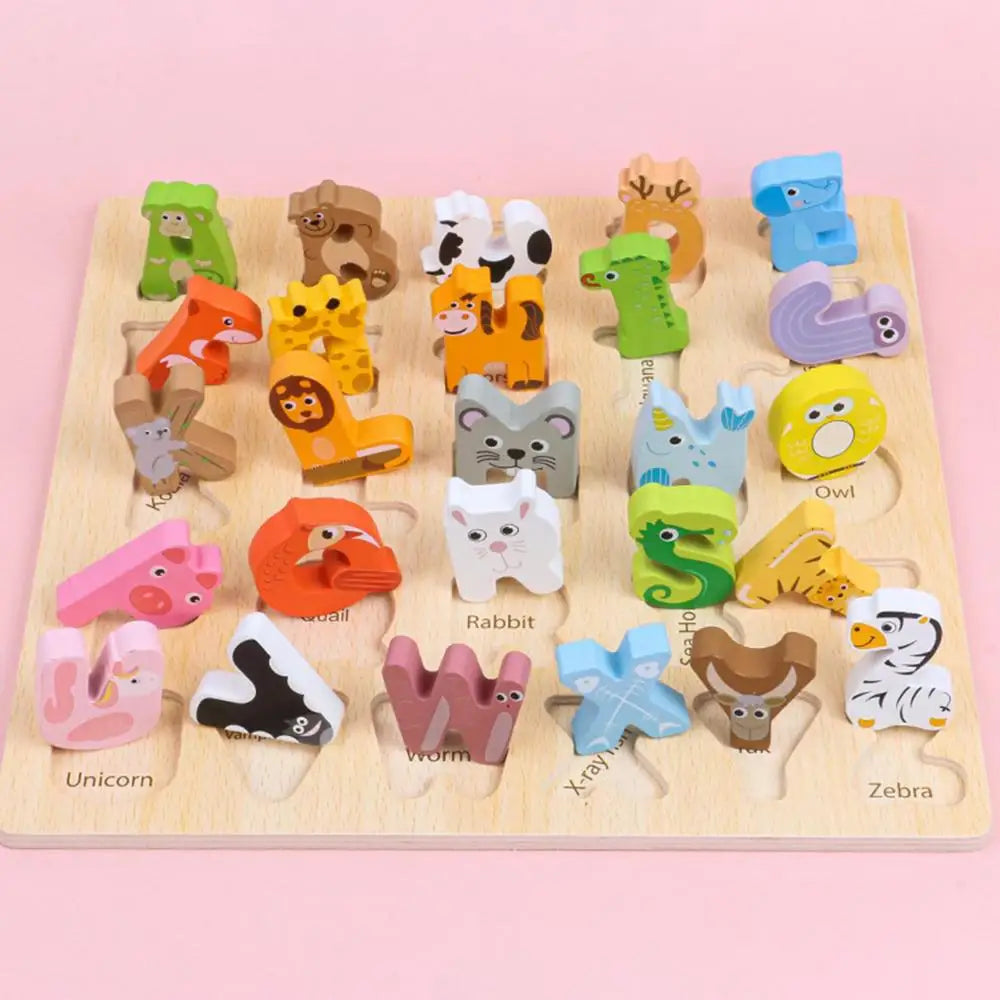 Learning Toys Alphabet Puzzle Wooden Animals Alphabet Puzzle For Toddlers ABC Puzzles Board Educational Toys For Kids Preschool