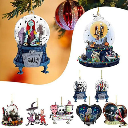 Disney Cartoon The Nightmare Before Christmas Sally Jack Anime Figures Christmas Tree Decoration Acrylic Plane Pendant Kids Toys