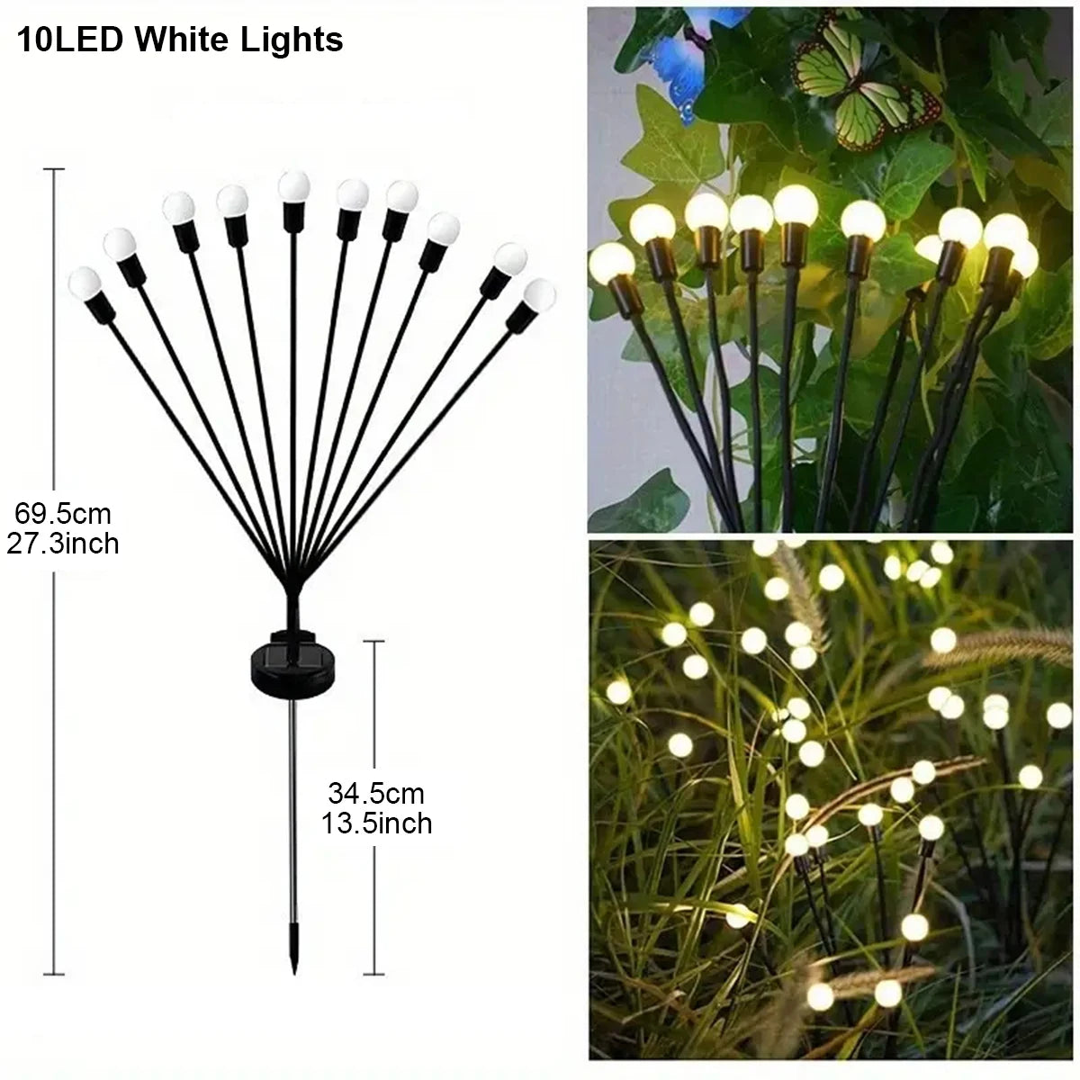 1/2 pc 6/8/10 LED Warm White/Colourful Lights Solar Lawn Lamp Garden Lamp Firefly Ground Plug Lamp Decoration Festival Lamp