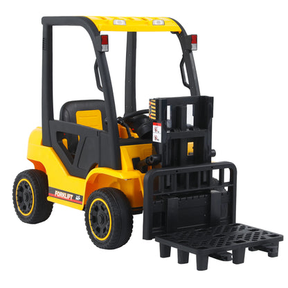 Electric frame lifting rod Electricforklift,Children Ride- on Car 12V7A Battery Powered Vehicle Toy ,3 speeds,Parent yellow