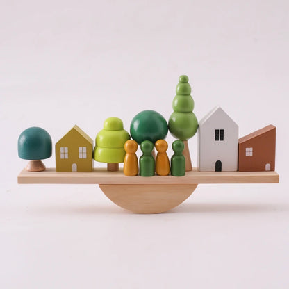 Wooden Baby Animal Balance Board Threading Toys Wooden Seesaw Stacking Toys Blocks Board Games Montessori Educational Baby Gifts