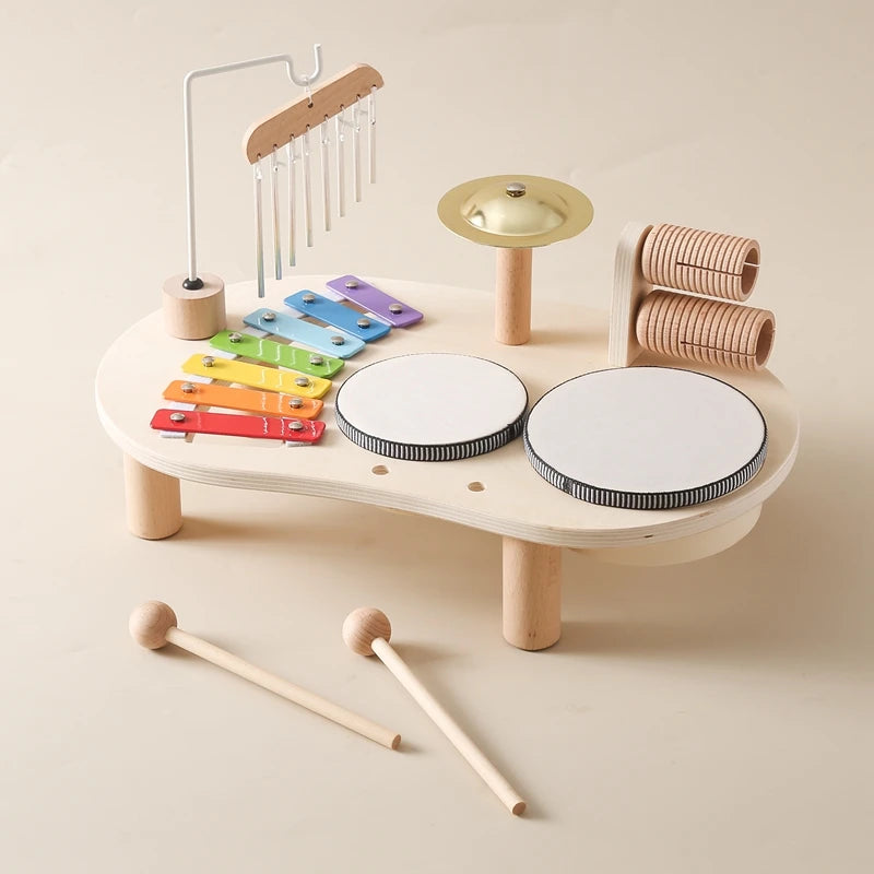 Baby Wooden Montessori Toys Bandstand Model Removable Set Mobile Drum Children Puzzle Learning Toys For Newborn Birthday Gift