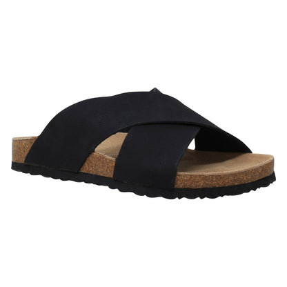 SOBEYO Classic Cork Sandals Criss-Cross Strap Slip On Black