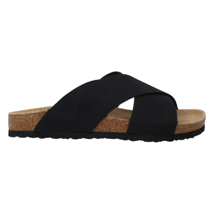 SOBEYO Classic Cork Sandals Criss-Cross Strap Slip On Black