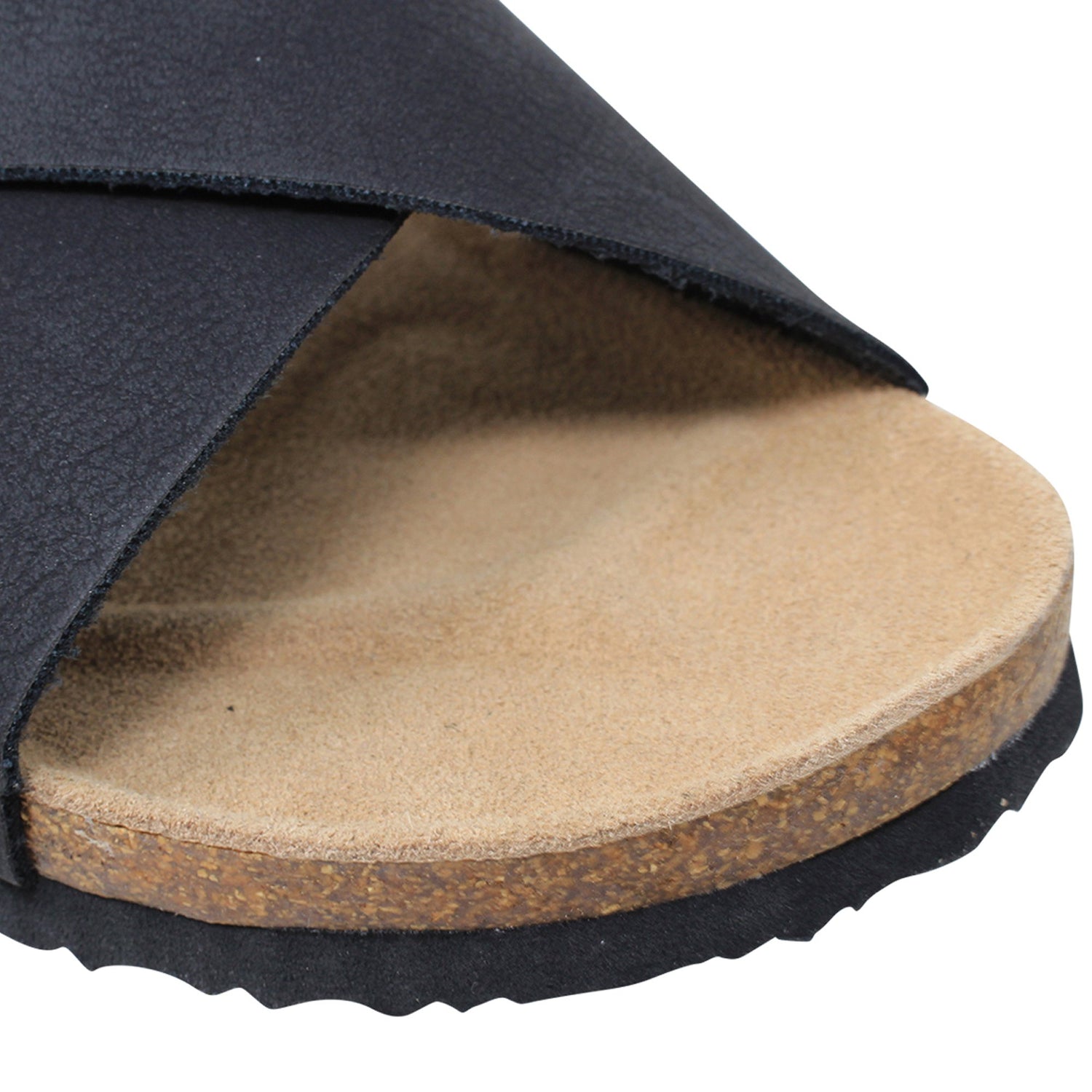 SOBEYO Classic Cork Sandals Criss-Cross Strap Slip On Black