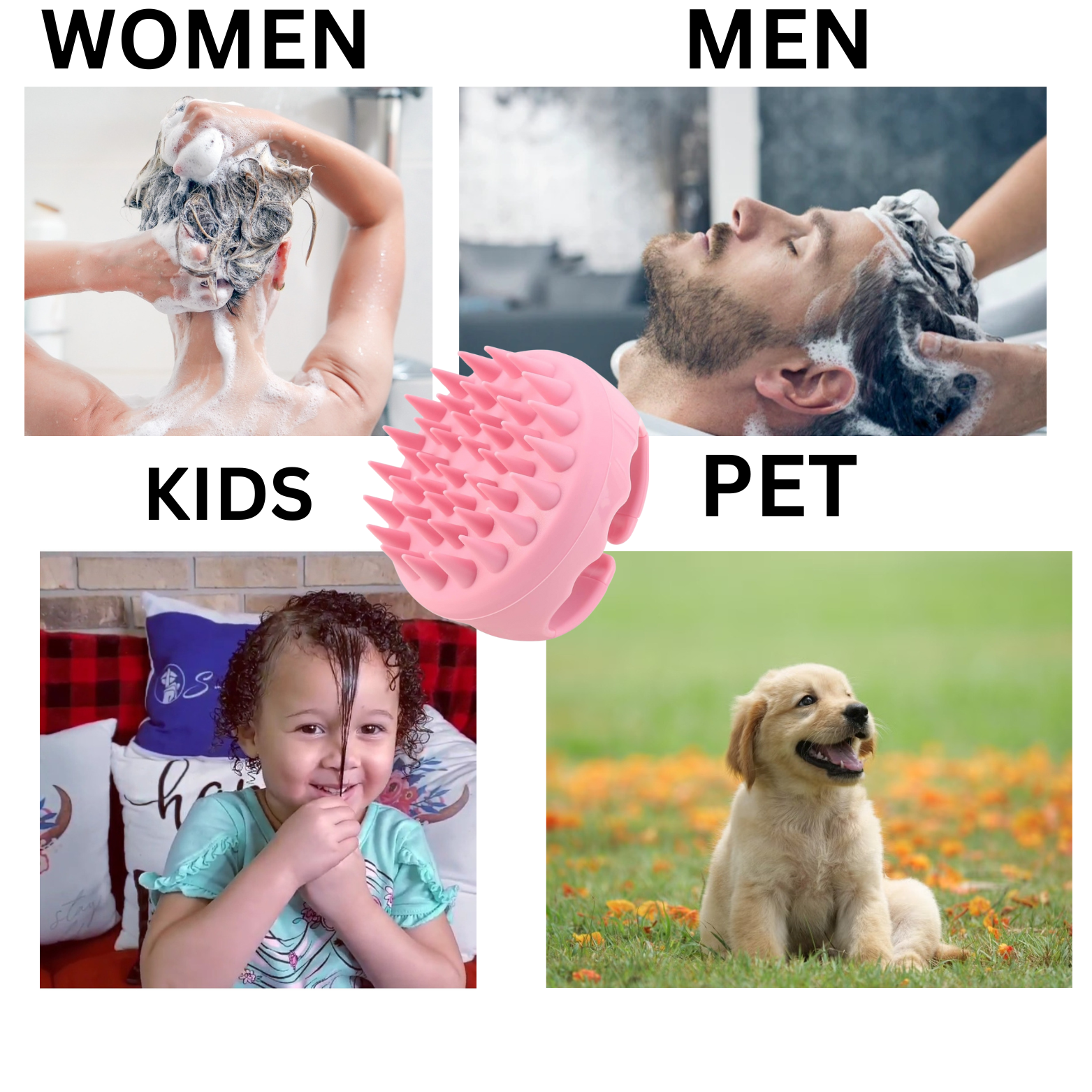 S-Secrets Scalp Massager Shampoo Brush - Soft Silicone Bristles for