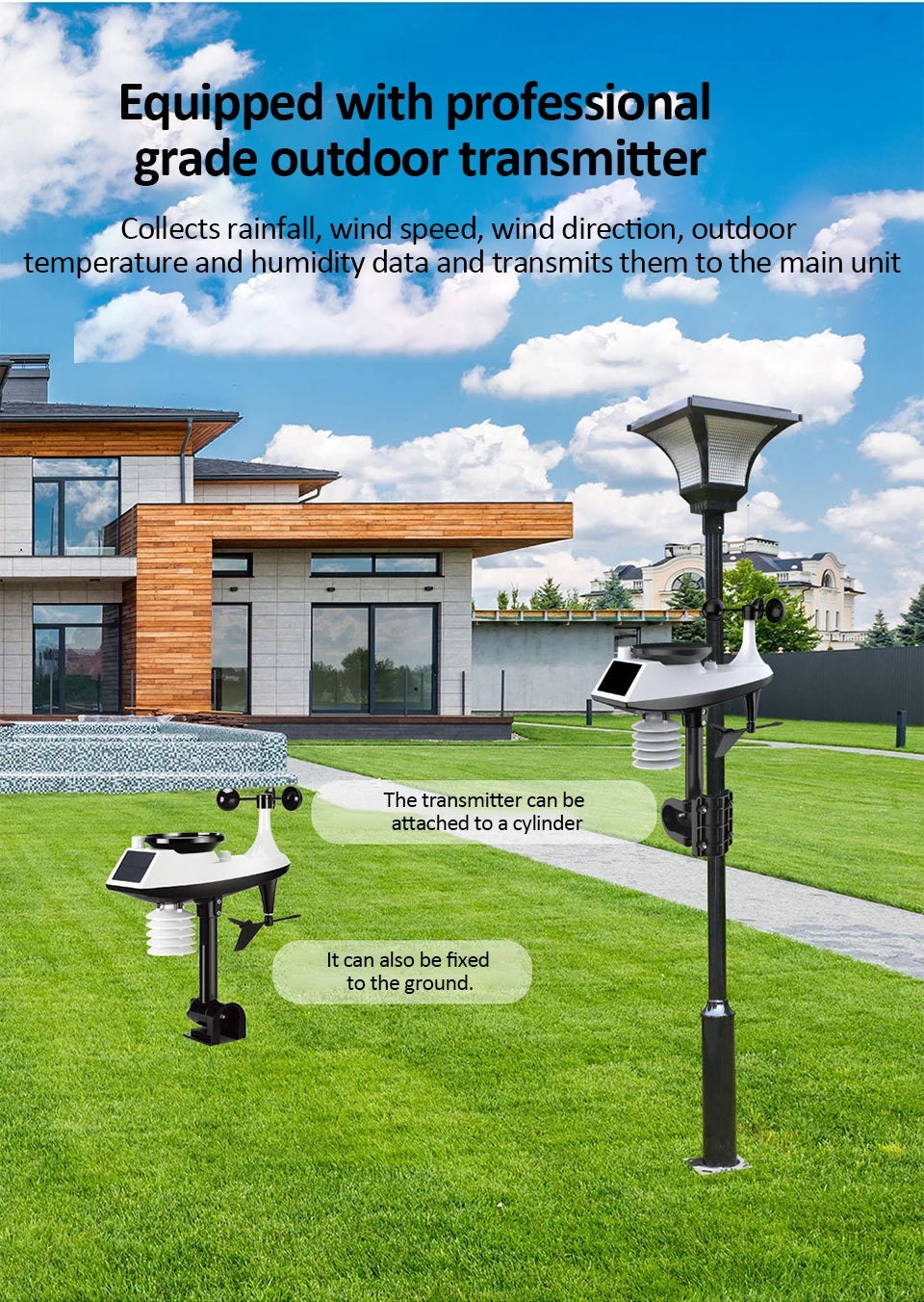 WiFi Smart Weather Station Smart Home Digital Thermometer with Sensor Temperature Humidity Date Light Index Air Quality Monitor