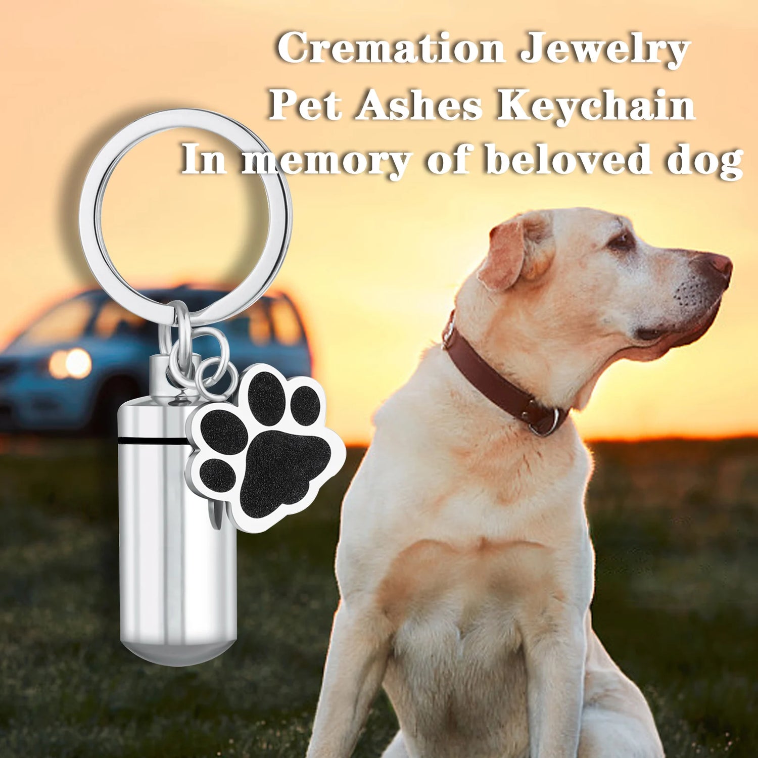 Cylinder Key chain with Dog Paw Print