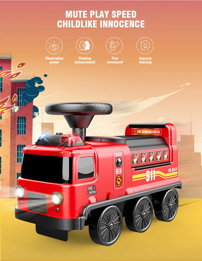 Electric Ride On Car Kids Toy Electric Locomotive 2In1 Multifunctional Engine Truck Diecast Educational Game Children Gift