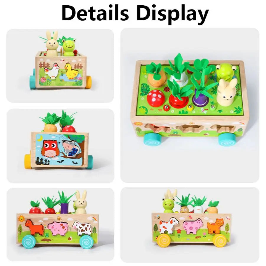 Wooden Shape Assortment Matching Children Toys Animals Game Cart Montessori Education Building Blocks Kids Christmas Gifts