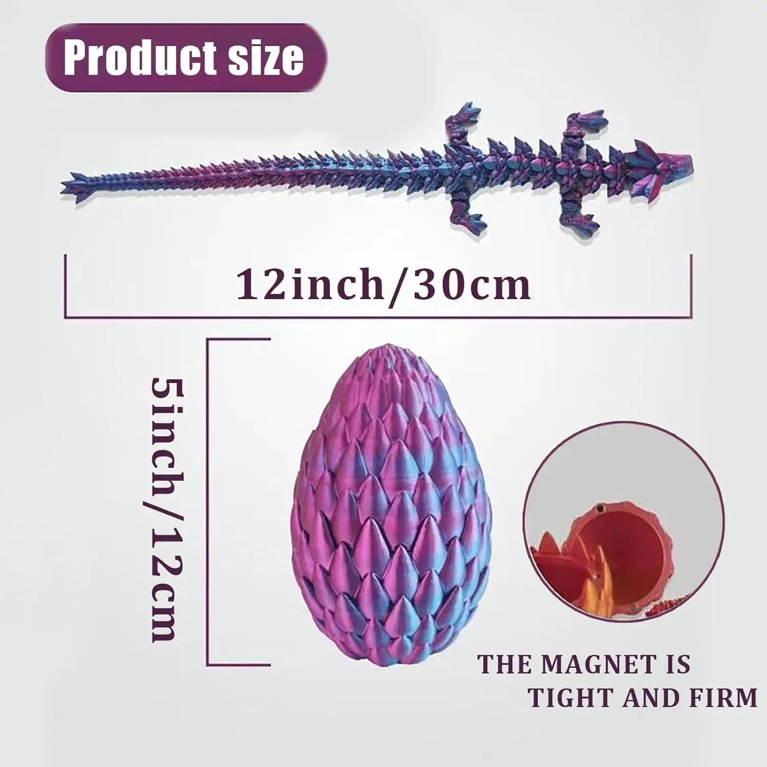 3D Printed Dragon Eggs Anxiety Relief Crystal Dragon Articulated Joints Home Office Decoration Glow-in-the-Dark Kids Toys Gifts