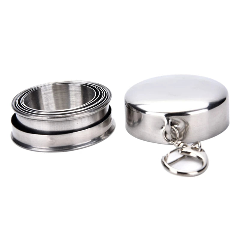 1Pcs Stainless Steel Folding Cup Travel Tool Kit Survival EDC Gear Outdoor Sports Mug Portable for Camping Hiking