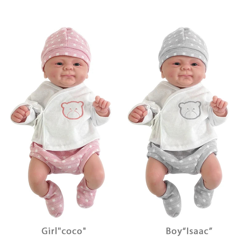 14inch Full Body Silicone Bebe Reborn Girl&quot;Coco&quot;Boy“Isaac” Doll Soft  Lifelike Baby DIY Blank Toys