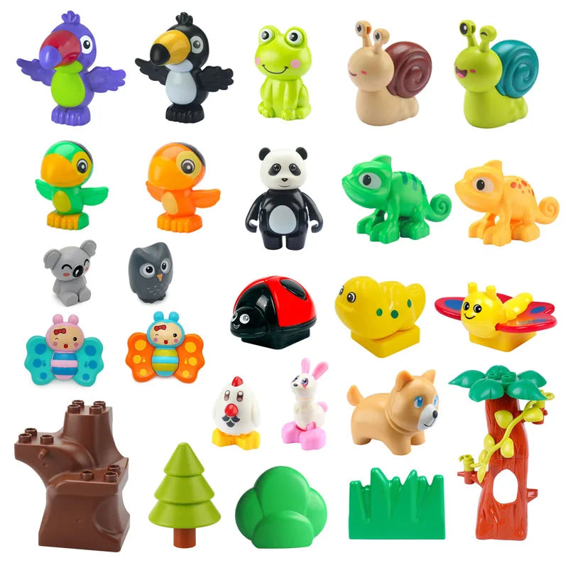 Big Building Blocks Animals Bird Snails Parrot Panda Compatible With Duplo Accessories Brick Toy For Children Educational Gift