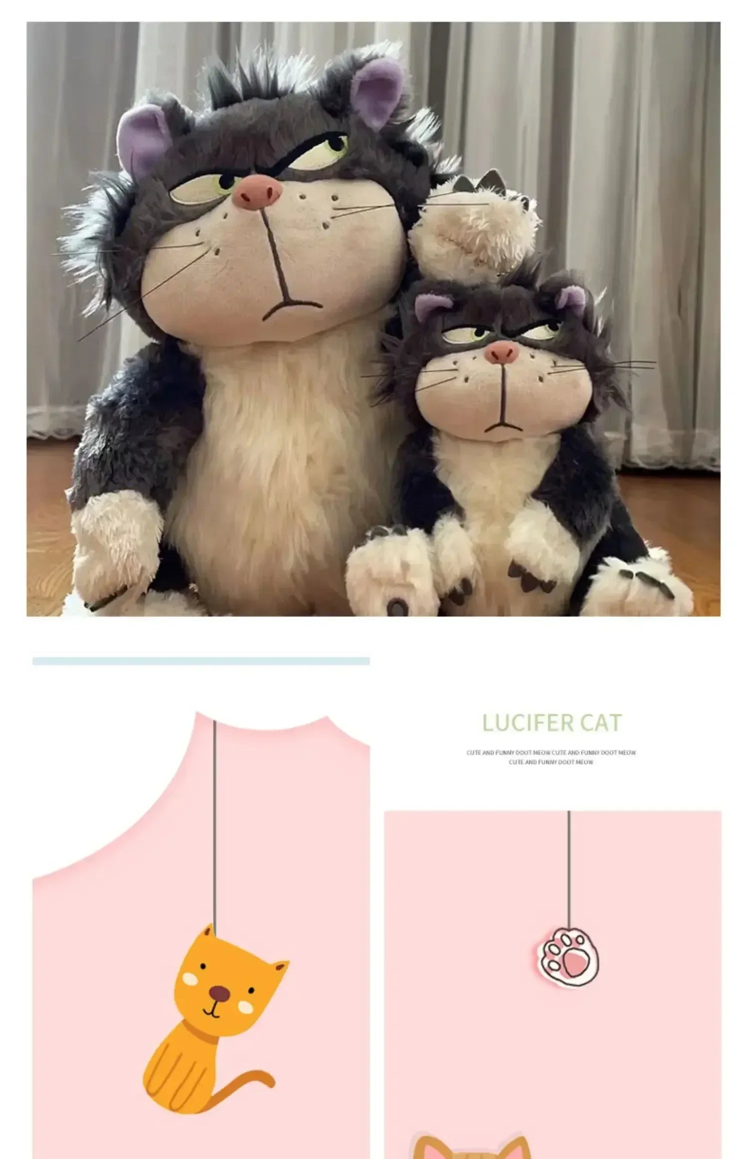 30-60cm Disney Genuine Lucifer Plush Toy Kawaii Stuffed Animal Plush Toys Japan Figaro Cinderella&