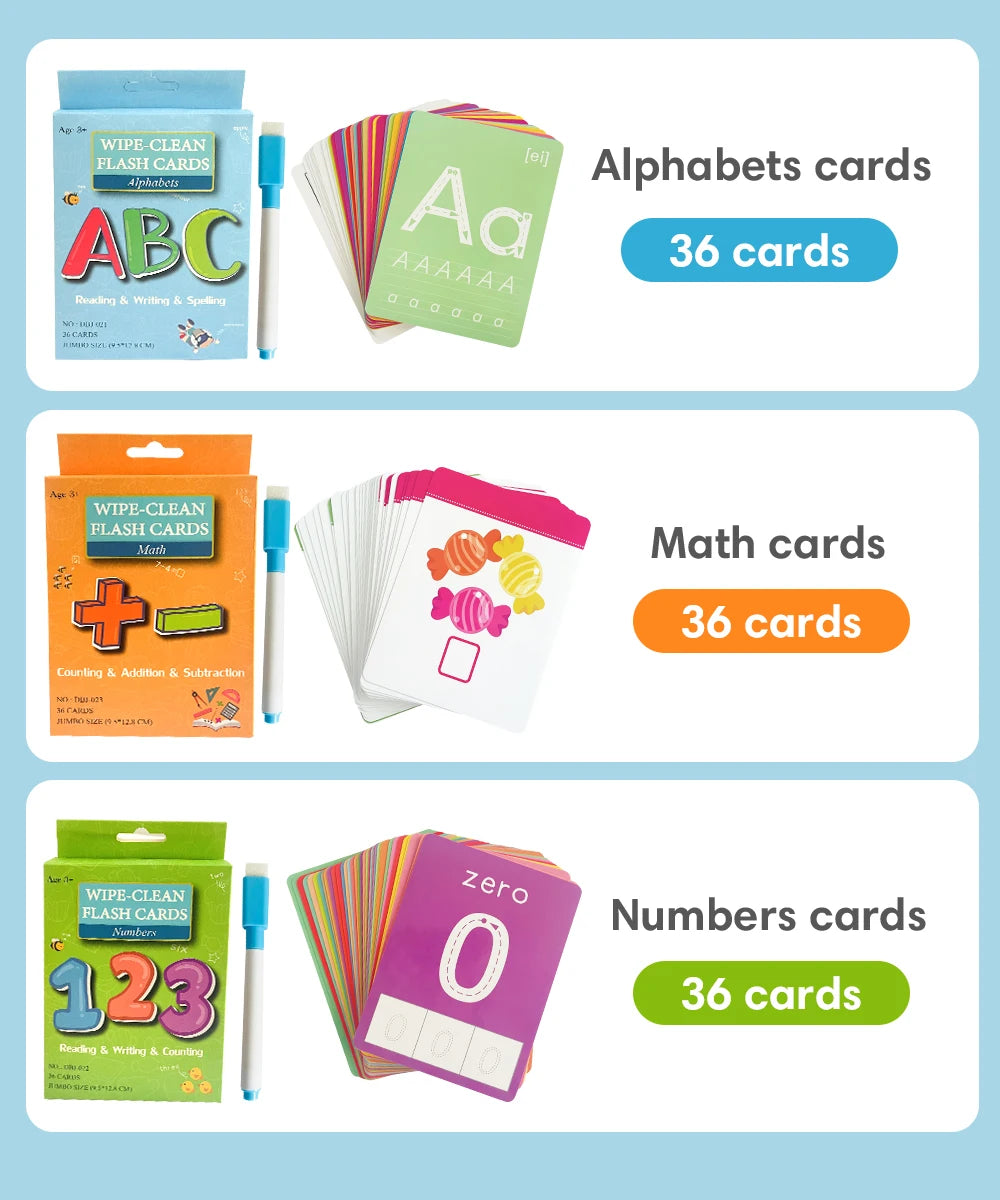 36 Cards Children Reading and Writing Number Cognition Flashcard Maths Learning Cards Baby Montessori Kids Early Educational Toy