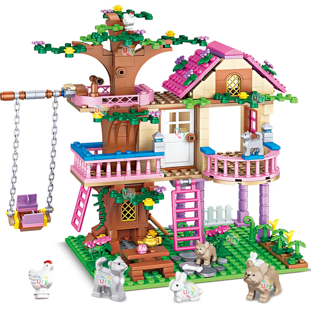 Friends City Tree House Summer Holiday Villa Castle Building Blocks Sets Figures Garden DIY Toys for Kids Girl Birthday Gift