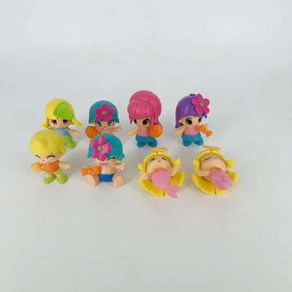 8pcs Doubleface Pinypon Gilrs and Little Baby Action Figure Dolls for Kids DIY Cartoon Detachable Figuras Toys Christmas Gift