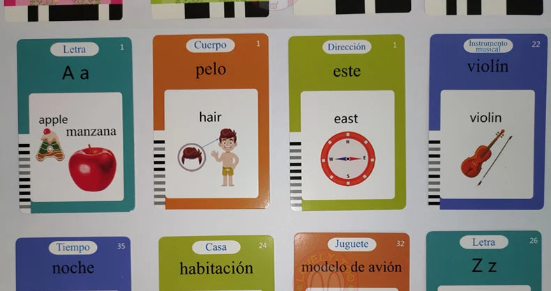 English Flash Card Russian Spanish French Sight Words Games ABC learning Language Kids Education Toys Montessori Reading Book