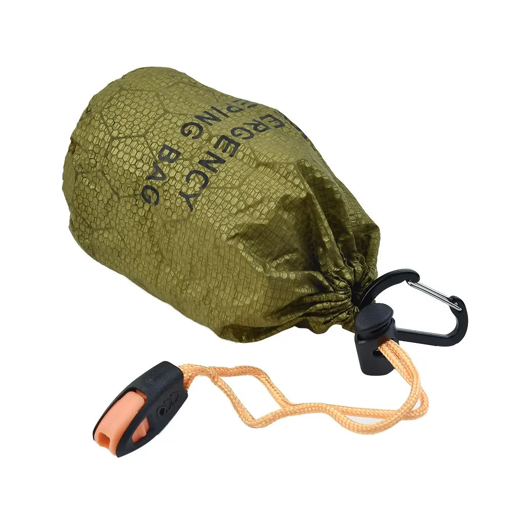 Portable Waterproof Emergency Survival Sleeping Storage Bag Hiking Sack Camping Gear Thermal Bivy Aid Rescue Kit Mylar Blanket