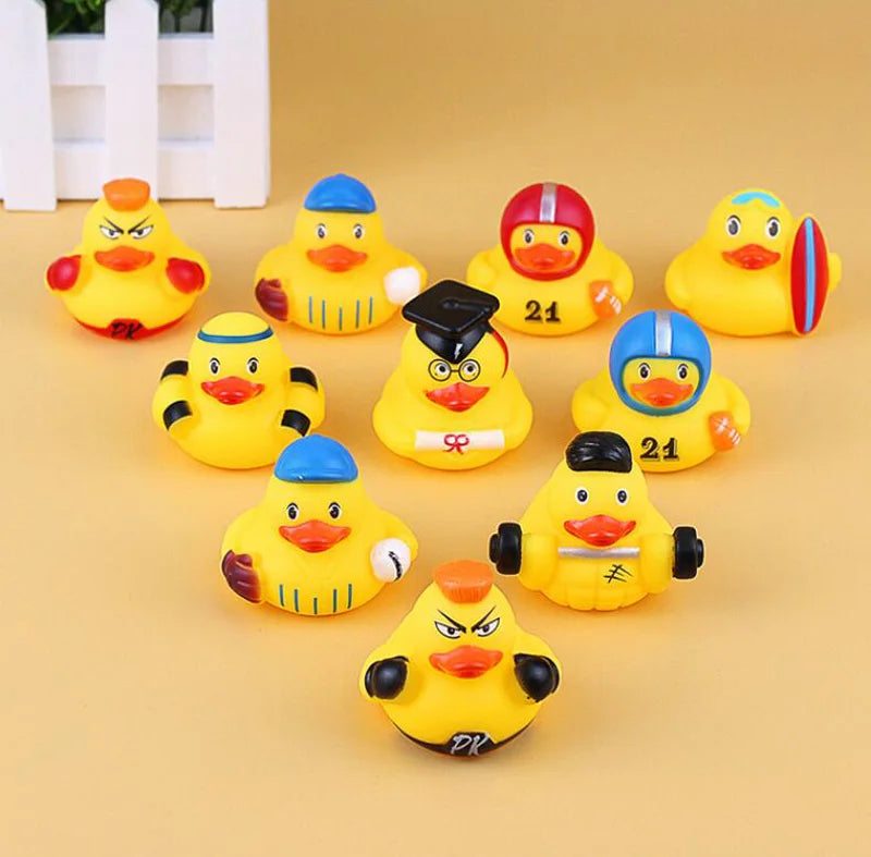 1pcs Creative Sports Duck toy Baby Bath Toys Rubber Ducks for Summer Beach Pool Activity Floating Ducks Bathtub Toy for Toddlers