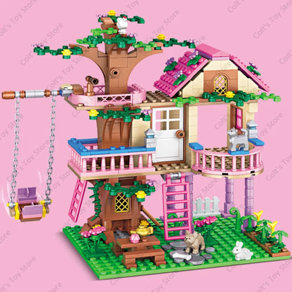 Girls Friendship Tree House Building Blocks Villa Castle Model Girl&