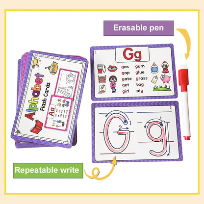 26 Alphabet Phonics CVC Words Learn Flash Cards abc letter with The Reasable Pen Writing Practice Educational Toys for Children