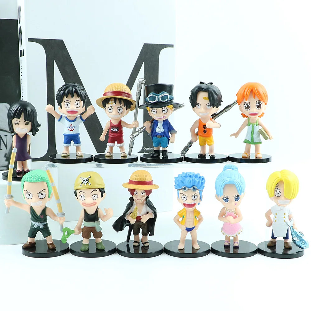 12Pcs/Set Anime One Piece Figures PVC Action Model Dolls Toys Cute Luffy Nami Zoro Collection Brinquedos Full Set Hot Sale