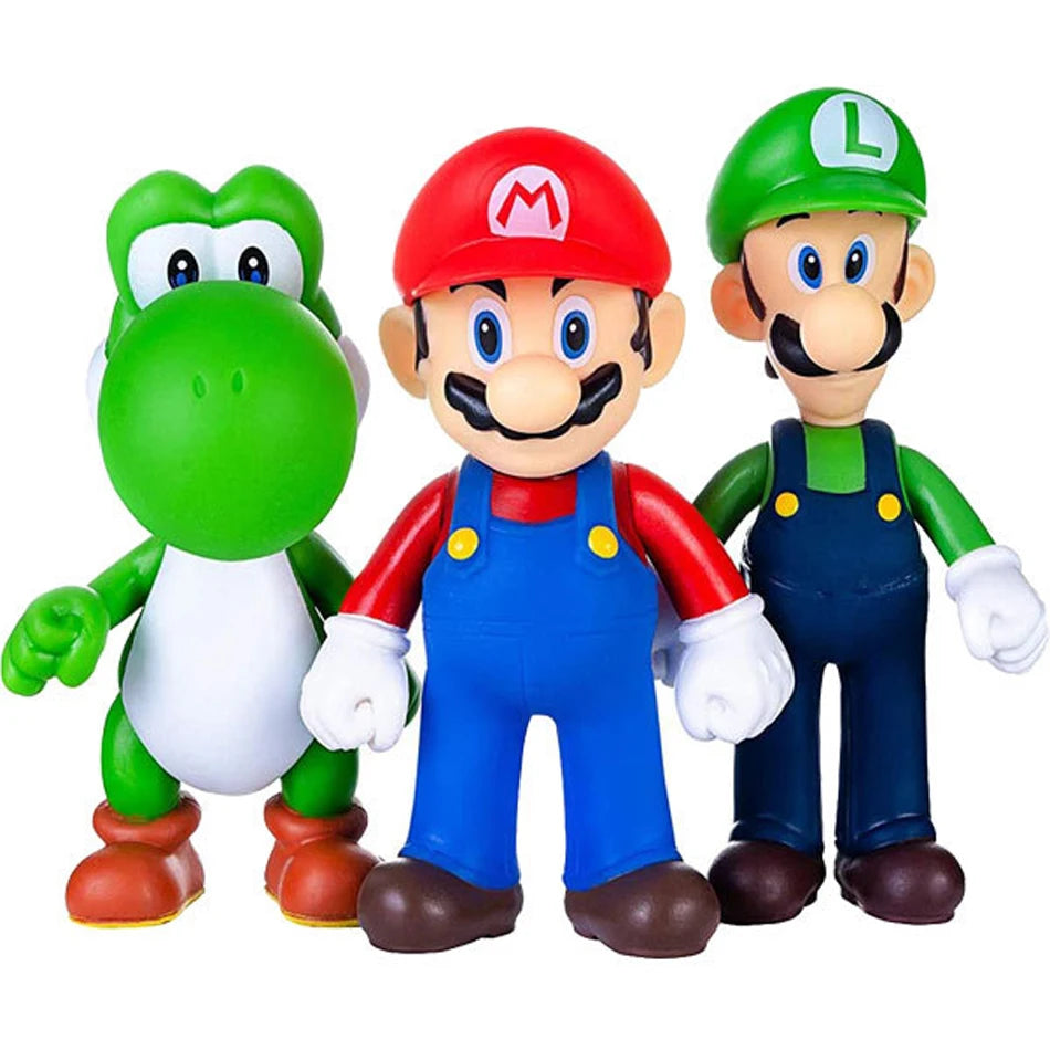 Super Mary Series Action Figure Toys Mario Bros Luigi Yoshi Donkey Kong Wario Anime Model Ornaments Children Birthday Gifts