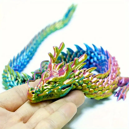 3D Printed Articulated Dragon Rotatable Joint 3D Crystal Chinese Dragon Ornaments Mystery Dragon Egg Toy Home Office Decoration