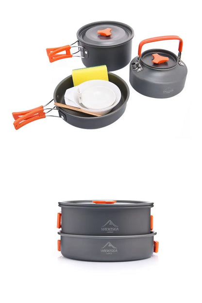 Widesea Camping Tableware Outdoor Cookware Set Pots Tourist Dishes Bowler Kitchen Equipment Gear Utensils Hiking Picnic Travel